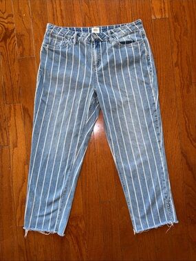 Wash Lab Light Wash Pinstripe Wide-Leg Jeans